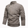 Men Leather Jacket Big Lapels Slanted-fly Zipped Chunky Jacket Male New Winter Stand Coats for Men