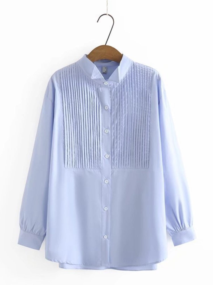 Blouses Women Clothing Spring Shirt With Long Sleeves Loose Fold Tops