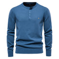 Henley Collar Men Sweaters 100% Cotton Solid Color Casual Men Pullovers New Autumn Thin High Quality Sweaters for Men