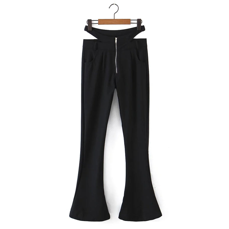 High Street Hollow Out Sexy High Waist Harem Pants Trousers Ins Blogger Slim Pencil Flare Pants Women