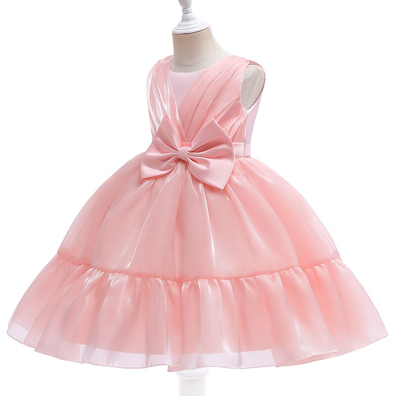 Pink Soft Velvet Flower Girls Wedding Dress Formal Ceremonies Ball Gown Kids Clothing Little Child Birthday Party Prom