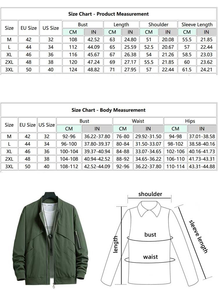 Jackets for Men Solid Zipper Bomber Jacket Stand Collar Autumn Winter Coats Basic Streetwear Topcoat Outerwear with Pocket