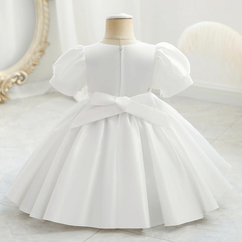 Kids Flower Girl Dress for Weddings Infant Bowknot Ruched Ball Gowns Baby Girls 1st Birthday Ceremonial Pageant Party