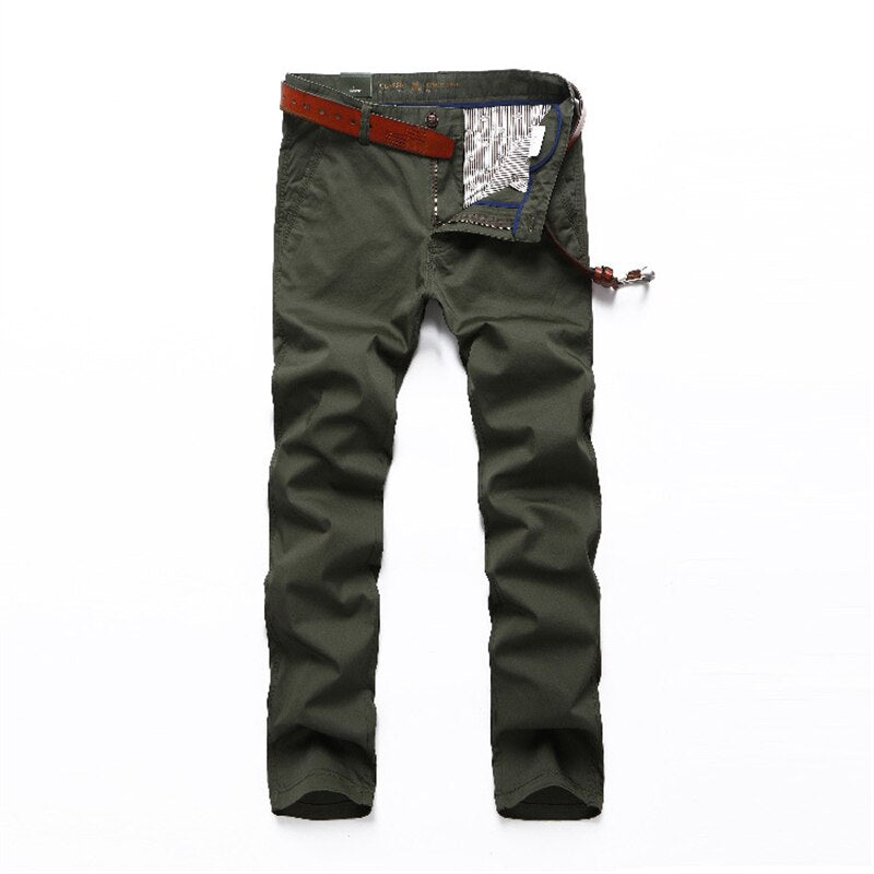 Spring Summer Men Solid Military Classical Pants Simple Casual Loose Versatile Straight Trouser