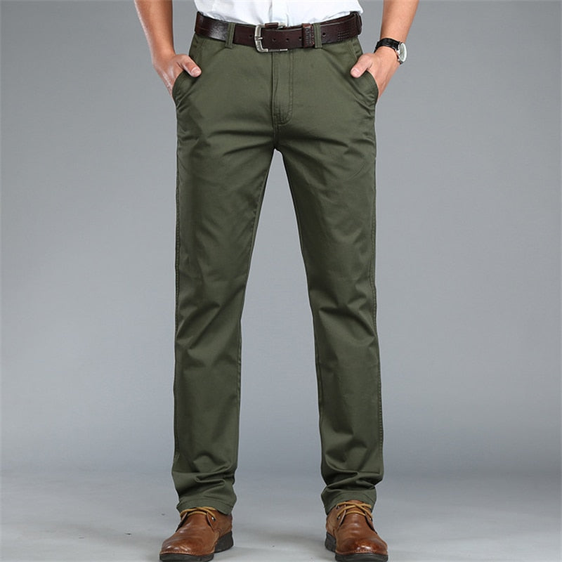 Spring Summer Men Solid Military Classical Pants Simple Casual Loose Versatile Straight Trouser