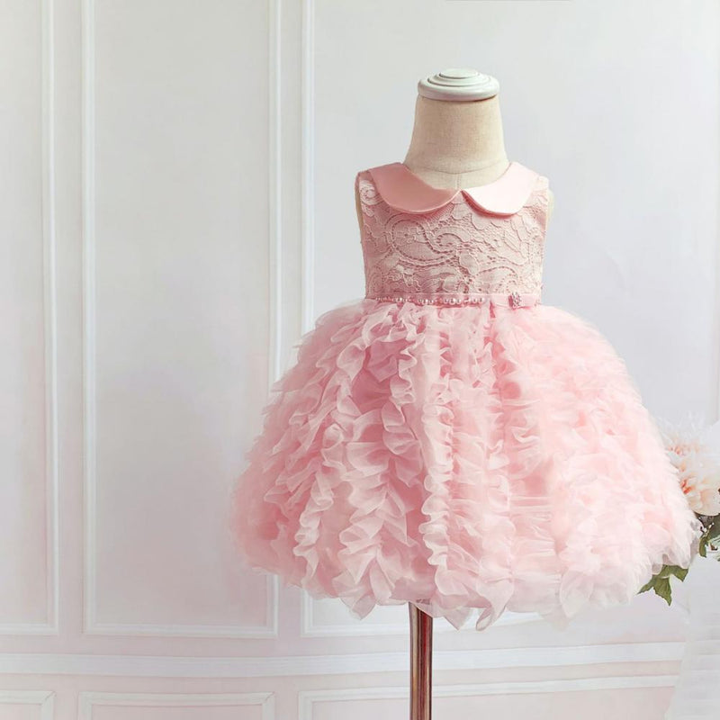 Baby Girls Fluffy Bow Princess Dress Toddler Kids Birthday Party Tulle Dresses Children Pink Lolita Ball Gown