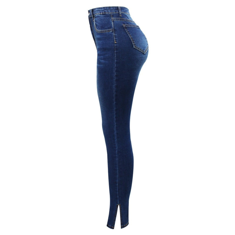 High Waisted Side Split Jeans Woman Stretchy Denim Pencil Pants Jeans For Women Clothing