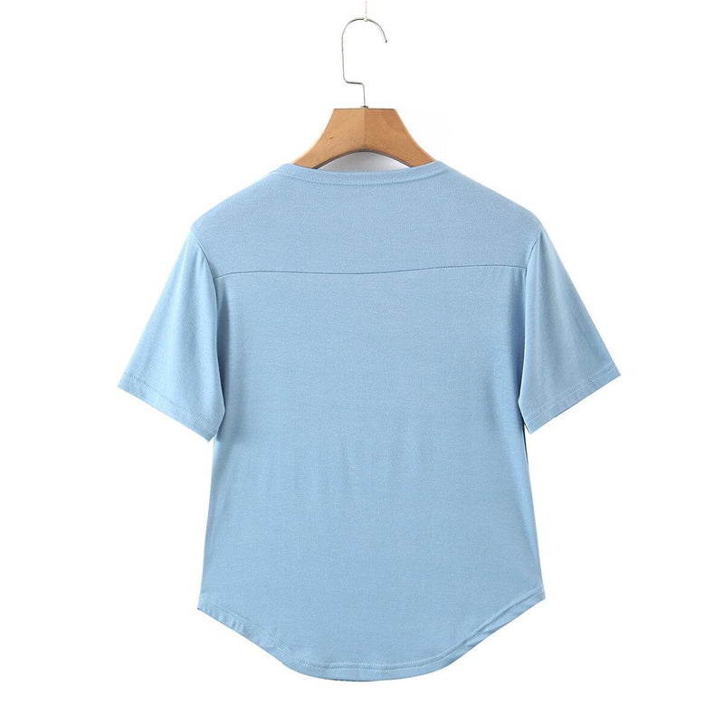 Women Elegant Show Collarbone Square Collar Tops French Slim Short Sleeve Tee Summer