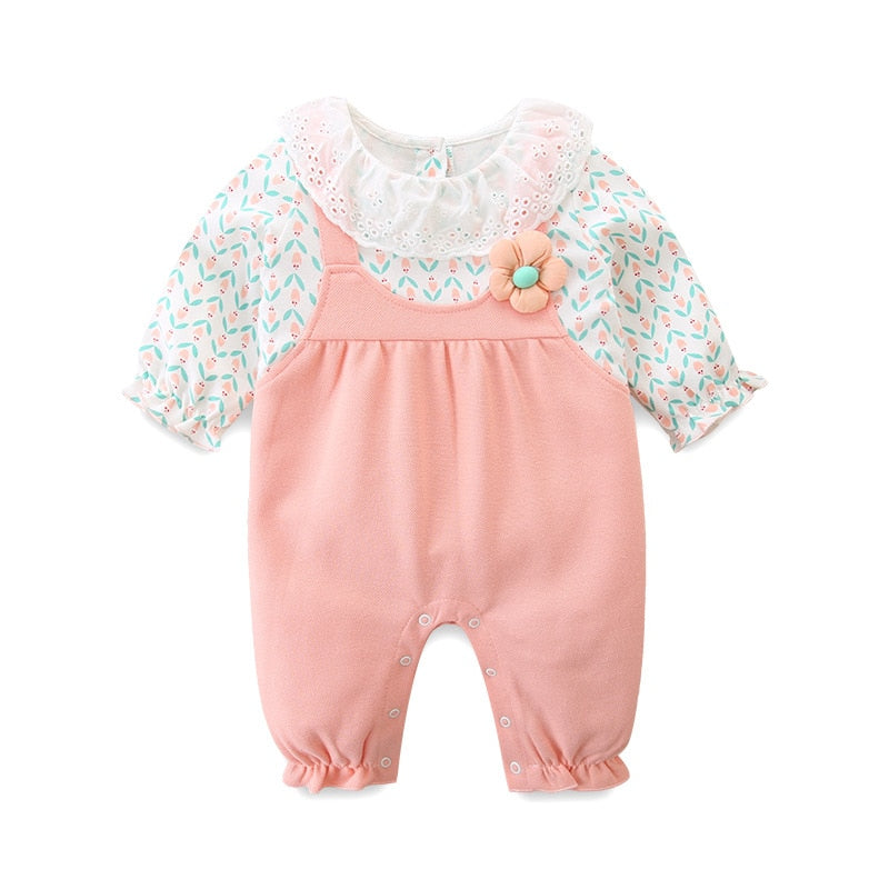 Spring and Autumn Children Clothing Infant Flowers One-piece Cute Toddler Romper Kids Jumpsuits Outing Baby Girl Clothes