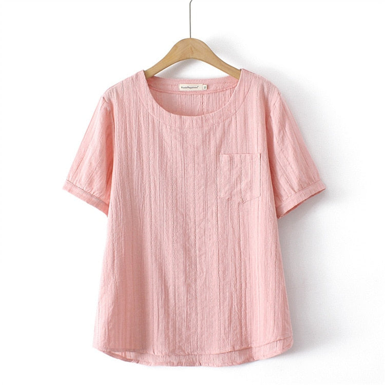 T-Shirt For Women Clothing Jacquard Hollow Out Thin Tops Casual Single Pocket Curve Tees Summer