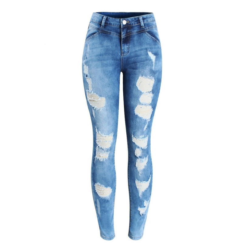 Trend Distressed Women`s Jeans Denim Streetwear Female Pants Trousers For Girl