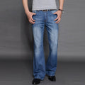 Men Four Seasons Mid Rise Flared Jeans Loose Casual Pants