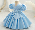 Kids Flower Girl Dress for Weddings Infant Bowknot Ruched Ball Gowns Baby Girls 1st Birthday Ceremonial Pageant Party