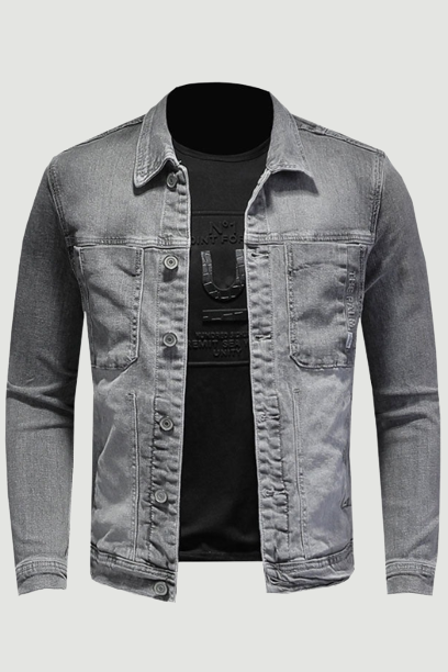 Spring Bomber Light Grey Denim Jacket Men Jean Coats Motorcycle Cotton Turndown Collar Slim Casual Long Sleeve Outwear Clothing