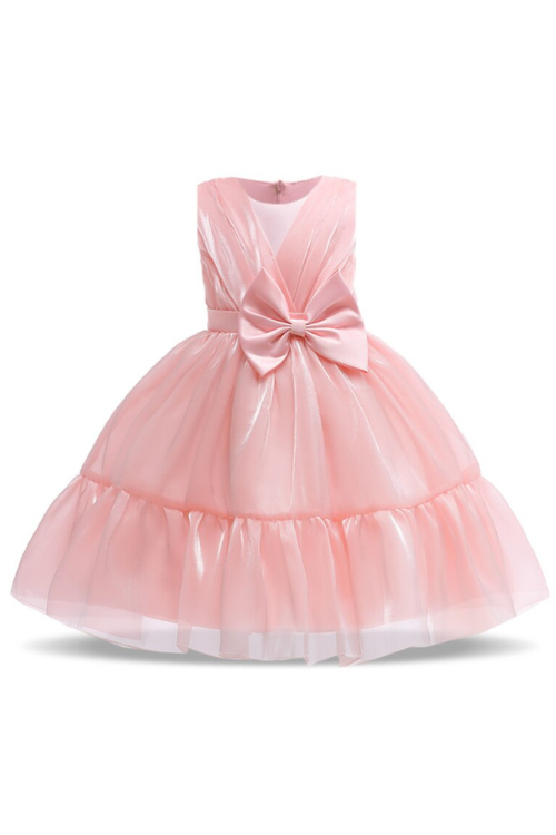 Pink Soft Velvet Flower Girls Wedding Dress Formal Ceremonies Ball Gown Kids Clothing Little Child Birthday Party Prom