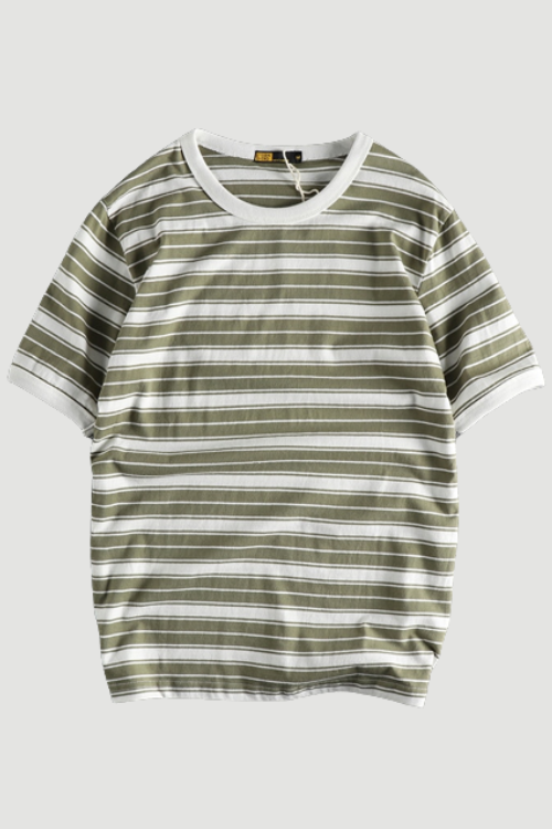 Summer Men Short Sleeve Striped Basics T-shirt Youth Trendy Stylish High Quality Cotton Casual Loose Tee Top