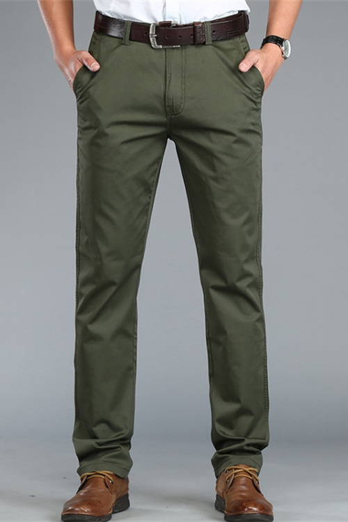 Spring Summer Men Solid Military Classical Pants Simple Casual Loose Versatile Straight Trouser