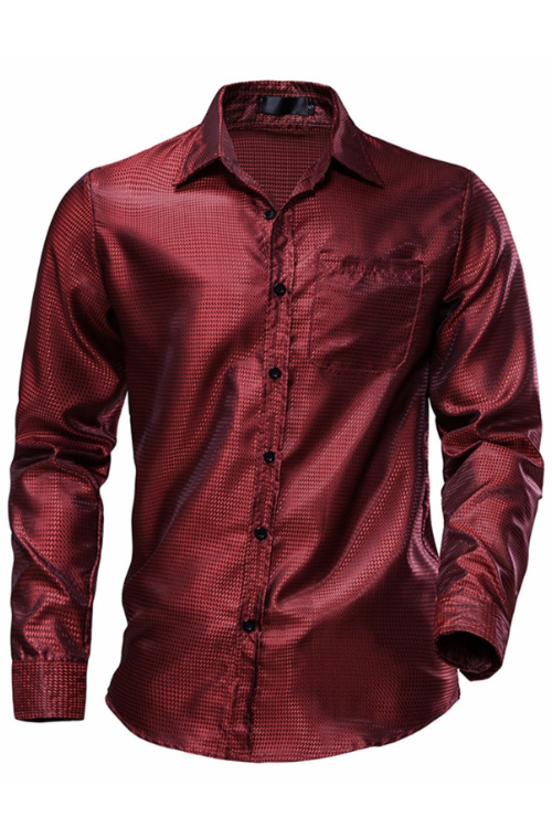 Mens Shirts Long Sleeve Slim Fit Disco Party Shirt For Men High Quality