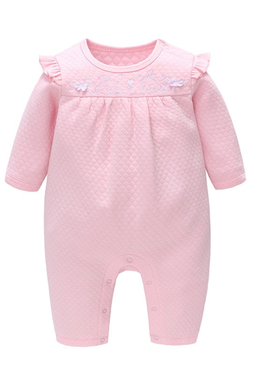 Spring and Autumn Children Clothing Baby Clothes Baby Girl One-Pieces Pink Long Sleeves Outing Kids Romper Infant Jumpsuit