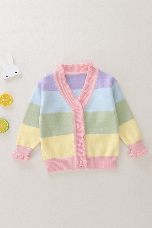 Autumn Baby Girls Sweaters Striped Kids Clothes Cotton Children Knitted Sweater Coat Cute Cardigan Jacket 0-6Y