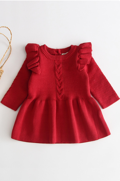 Knitted Baby Girl Dress Ruffle Baby Clothes born Spring Baby Dress Cotton Toddler Girls Dress Formal Kids Dresses For Girls