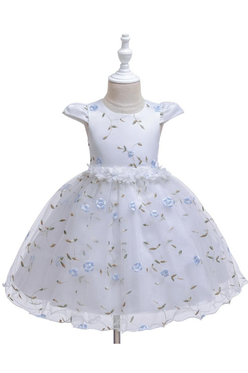 Children's dress bride's flower girl dress baby short-sleeved floral princess