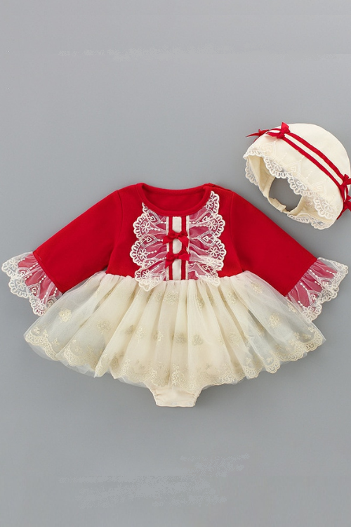 baby bodysuits+hat 2pcs/set mesh skirt flare sleeve cotton infant girls Christmas clothing sequined embroidery baby outfit