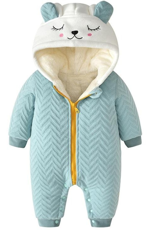 Newborn Clothing Autumn/Winter Solid Cute Cat Hooded Thick Infant Romper Jumpsuit Baby Snowsuit Baby For 0-24M