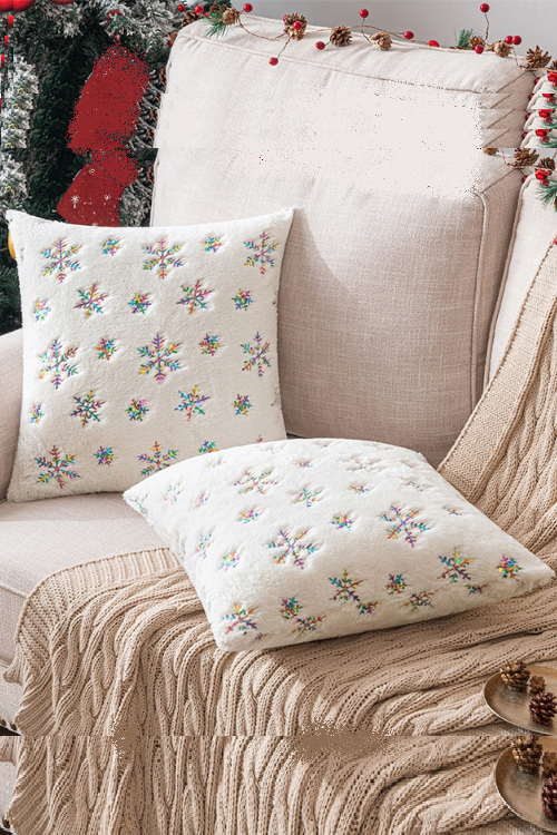 Decor Cushion Cover 45x45cm Christmas Snowflakes Fluffy Pillow Cover Home Decorative For Living Room Bed Room