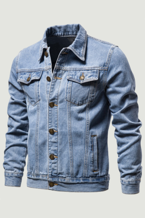 Spring Autumn Men Denim Jacket Slim Fit Streetwear Hip Hop Punk Coat Blue Cotton High Quality Cowboy Lapel Outwear