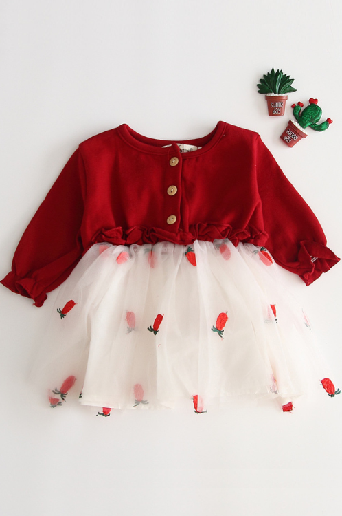 Baby Girl Dresses Party And Wedding Kids'infant Princess Red Dress Birthday Clothes For Girls Little Girls Clothing