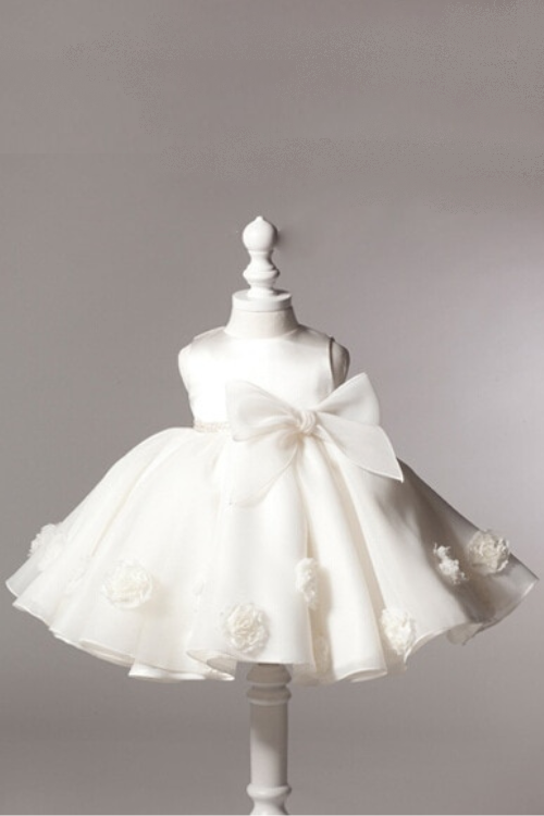 Baby Clothing Infant Newborn Baby Girls Solid Dress Formal Solid Dresses Flower Princess Party White Gown