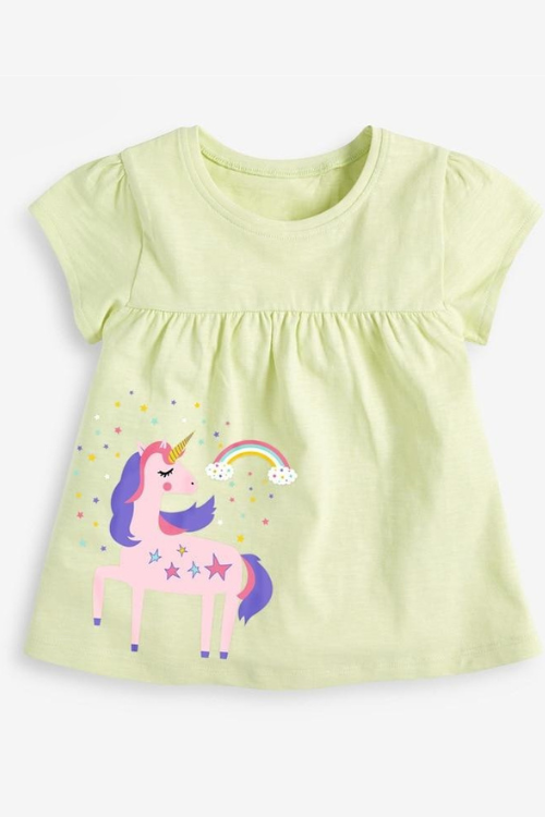 Children Summer New Baby Girls Clothes Unicorn Tee Tops Brand Short Sleeve Causal Cotton T Shirt