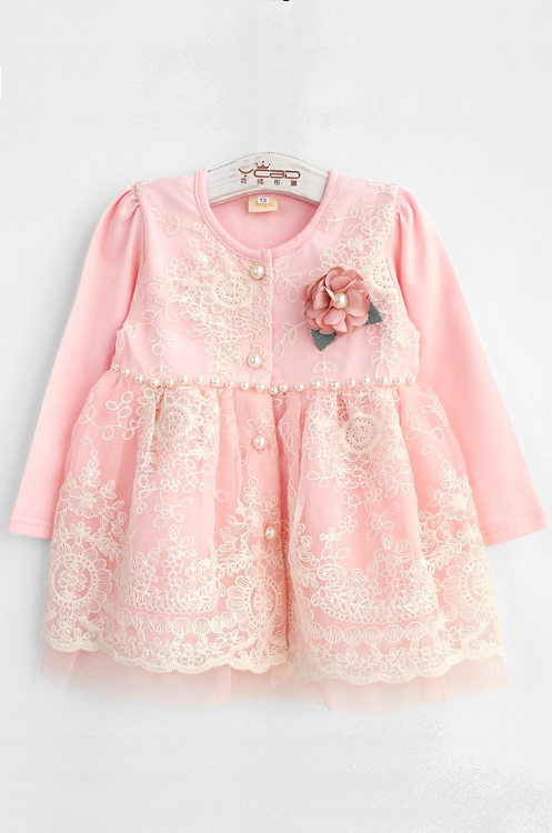 Baby Girls Clothing for Babies Autumn Christmas Toddler Infant Lace Embroidery Pearls Princess Dress Outfits with Flower 0-2T