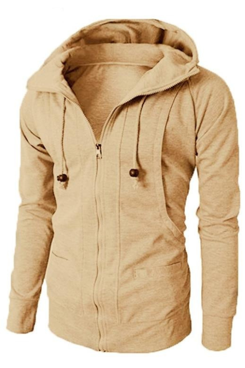 Autumn Spring Drawstring Zipper Men Hoodies Jacket Hooded Sweatshirt Male Long Sleeve Pocket Pullover Hoodie Coat