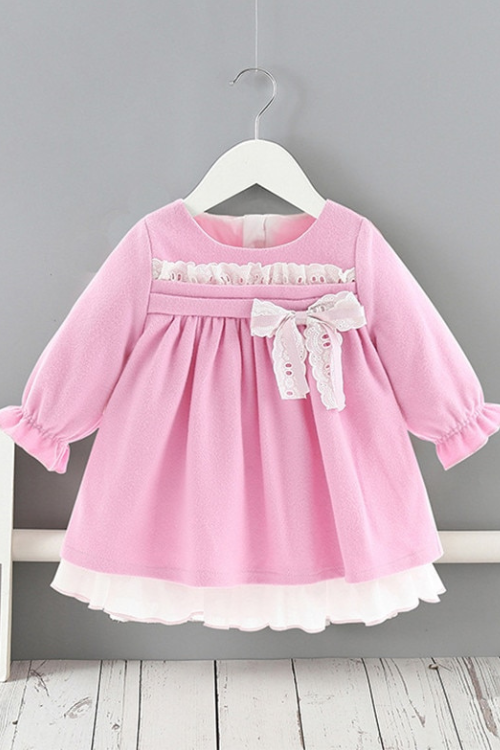 Baby Girls Dresses Princess Girls Clothes Children Clothing Preppy Style Kids Clothes Ball Gown with Bow 1-5Y