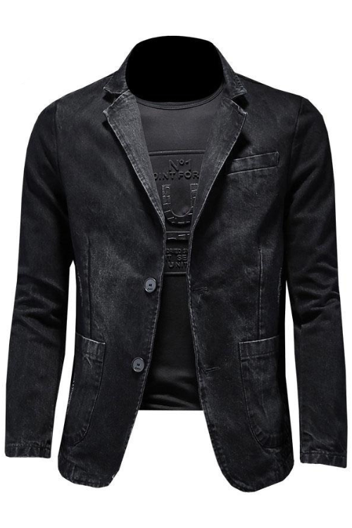 Denim Blazer hommes Blazer Jean coupe ajustée Cowboy manteaux loisirs hommes costume Jean veste hommes décontracté manteau simple bouton nouveau