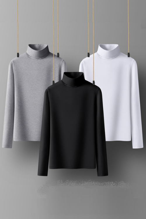 Women top Long  sleeve Turtleneck Cotton tshirt women all match tee black red white t shirt women top