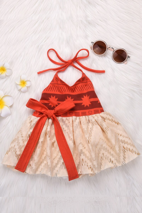 Baby Girls Moana Summer Dress Kids Tutu Bow Beach Sundress Toddler