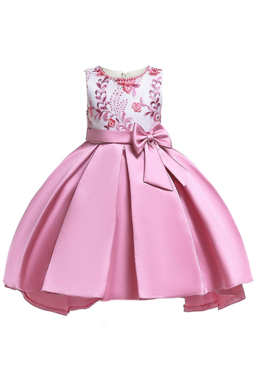 Robe tutu à fleurs pour filles, vêtements de princesse élégants avec nœud, vêtements de fête pour enfants, costumes pour filles