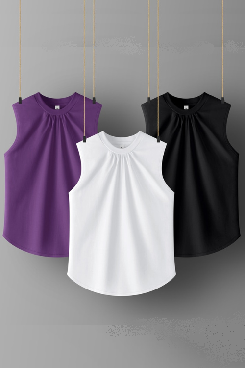 Women Clothing Sleeveless Summer Tops For Woman Casual Women T-shirts Turtleneck for girls Solid Clothes for Lady