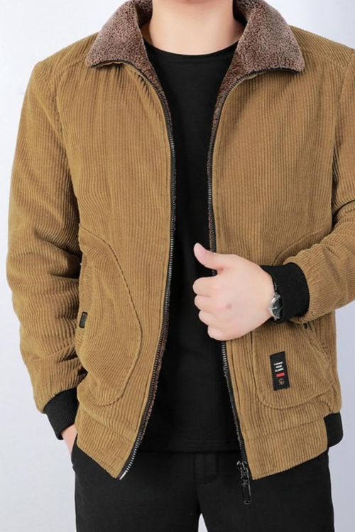 Winter Men's Bomber Jacket Man Corduroy Cotton Warm Padded Coats Casual Outwear Thermal Jackets Mens Clothing
