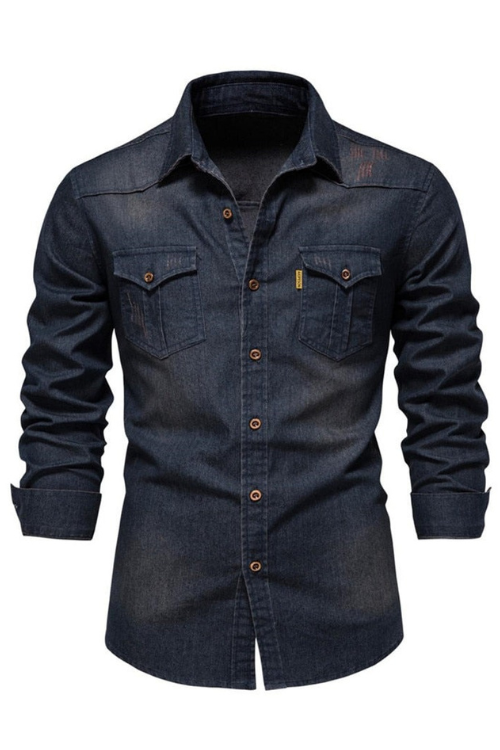 Elastic Cotton Denim Shirt Men Long Sleeve Quality Cowboy Shirts for Men Casual Slim Fit Mens Designer Clothing