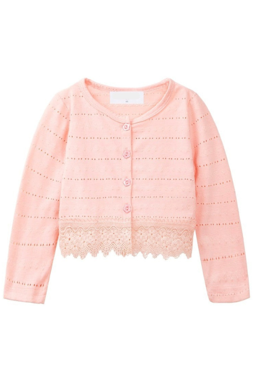 Little Girls Long Sleeve Bolero Shrug Lace Short Cardigan for Baby Girl Knitted Coat Thin Lace Solid Plain