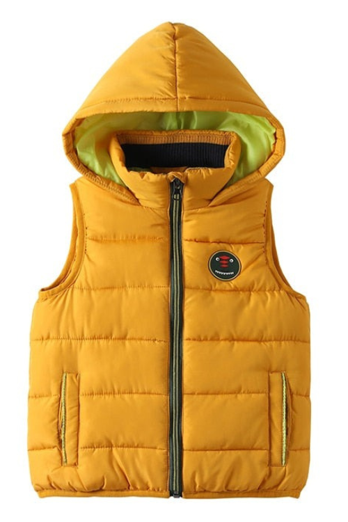 Vest Jacket with Hood Fun Warm Midweight Outerwear for Kids Clothes Solid Coats Winter