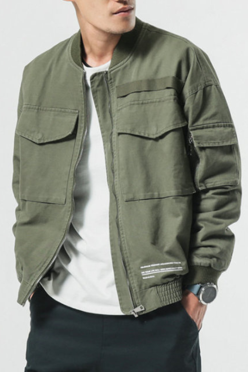 New Autumn Men Casual Jacket Coat Men's Washed Solid Cotton Clothing Army green Bomber Jackets Male Cargo Coats Streetwear