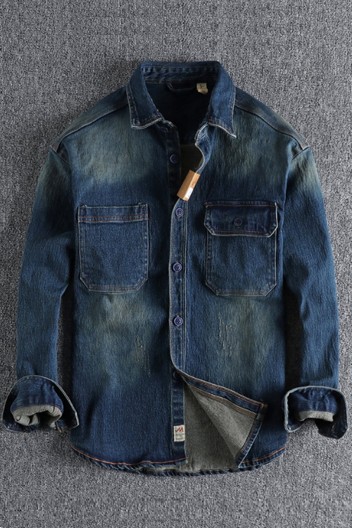 Classic men jeans shirt, work bag youth autumn winter coat