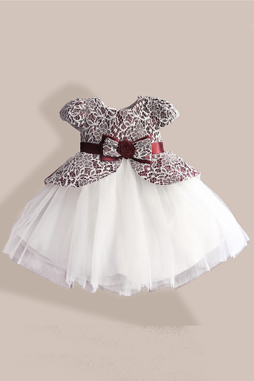 Lace Flower Girl Dress style Silk Belt Princess Kids Dresses 3 colors leopard Girls Party Dress for 1-6T