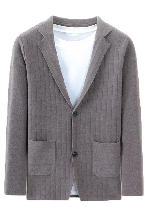 Men's Autumn Sweater Simple Suit Collar Long Sleeve Coat