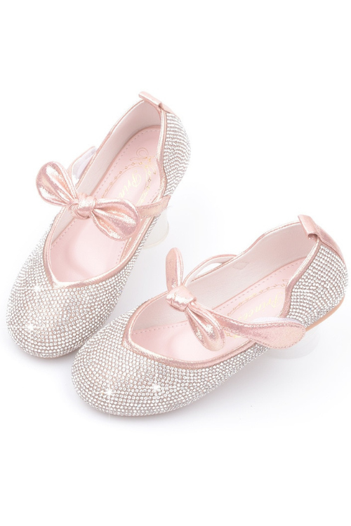 Toddlers Girls Elegant Party Shoes for Baby Bow Sequin Mary Jane Girl Princess Shoes Kid Girl Wedding Dress Leather Shoe